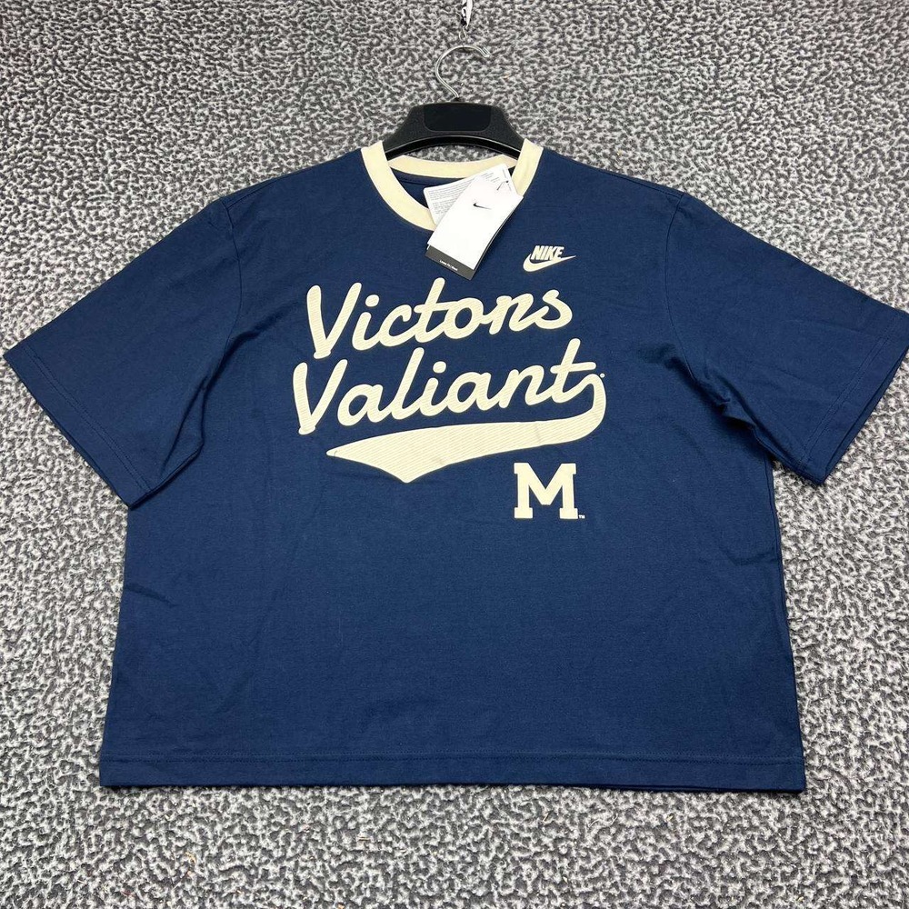 Nike Michigan Victors Valiant Shirt Women Medium Navy Blue Cotton New M